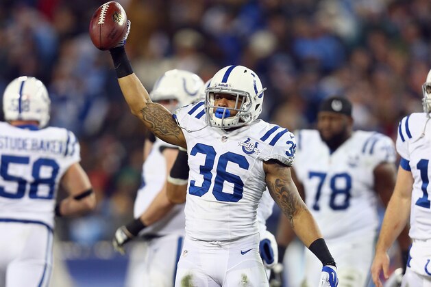 NASHVILLE, TN - NOVEMBER 14:  Daniel Herron #36 of the Indianapolis Colts celebrates after recovering a fumble during the game against the Tennessee Titans at LP Field on November 14, 2013 in Nashville, Tennessee.  (Photo by Andy Lyons/Getty Images)