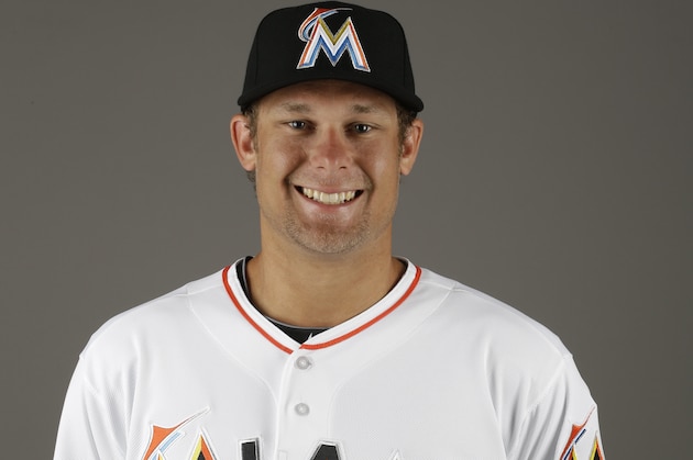 This is a 2014 photo of Kyle Jensen of the Miami Marlins baseball team. This image reflects the Marlins active roster as of Tuesday, Feb. 25, 2014 when this image was taken. (AP Photo/Jeff Roberson)