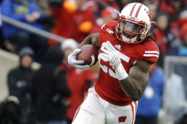 Wisconsin's Melvin Gordon during the first half of an NCAA college football game against Nebraska Saturday, Nov. 15, 2014, in Madison, Wis. (AP Photo/Morry Gash)