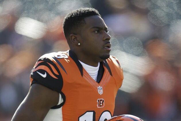 Cincinnati Bengals wide receiver A.J. Green before an NFL football game against the Jacksonville Jaguars in Cincinnati, Sunday, Nov. 2, 2014. (AP Photo/AJ Mast)