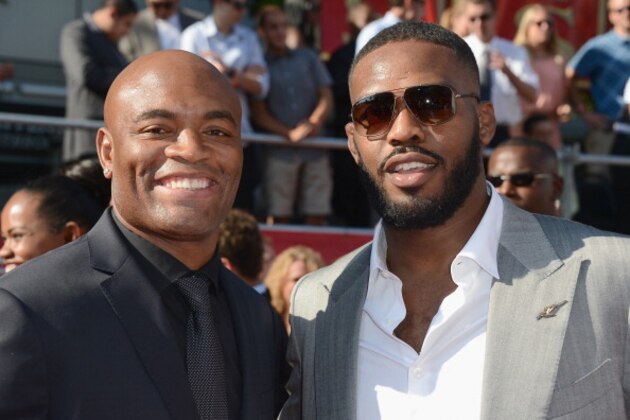 LOS ANGELES, CA - JULY 11:  (L-R) UFC fighters Anderson Silva and Jon Jones arrive at the 2012 ESPY Awards at Nokia Theatre L.A. Live on July 11, 2012 in Los Angeles, California.  (Photo by Frazer Harrison/Getty Images)