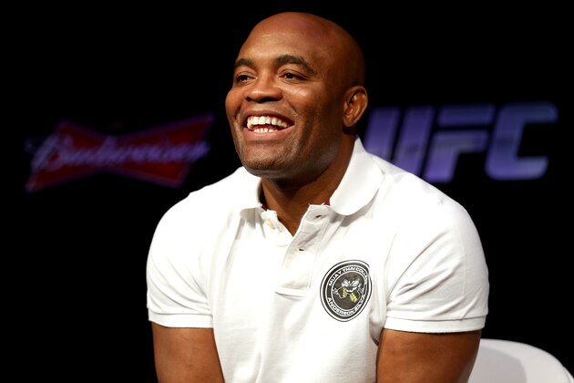 RIO DE JANEIRO, BRAZIL - OCTOBER 14:  Former UFC middleweight champion Anderson Silva fields questions from the media regarding his return to the Octoagon during a press conference at the at the Copacabana Palace Hotel  on October 14, 2014 in Rio de Janeiro, Brazil.  (Photo by Matthew Stockman/Getty Images)