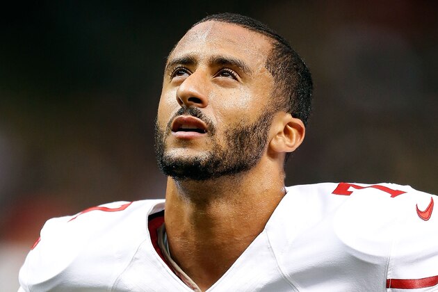 NEW ORLEANS, LA - NOVEMBER 09:  Colin Kaepernick #7 of the San Francisco 49ers takes the field for a game against the New Orleans Saints at the Mercedes-Benz Superdome on November 9, 2014 in New Orleans, Louisiana.  (Photo by Wesley Hitt/Getty Images)
