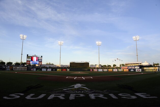Mar 18, 2014; Surprise, AZ, USA; A general view of stadium sight lines before the start of the game between the Texas Rangers and the Chicago Cubs at Surprise Stadium. Mandatory Credit: Joe Camporeale-USA TODAY Sports