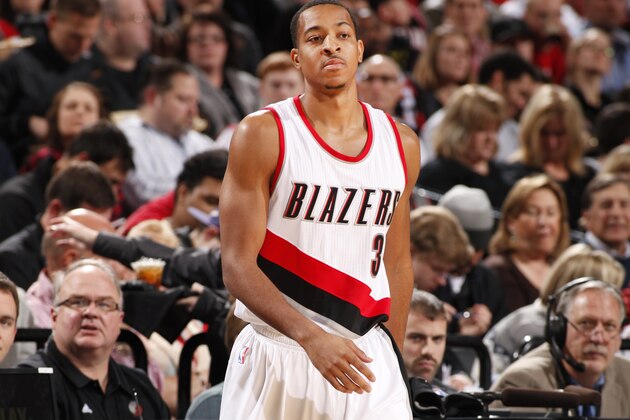 PORTLAND, OR - NOVEMBER 17: C.J. McCollum #3 of the Portland Trail Blazers during the game on November 17, 2014 at the Moda Center Arena in Portland, Oregon. NOTE TO USER: User expressly acknowledges and agrees that, by downloading and or using this photograph, user is consenting to the terms and conditions of the Getty Images License Agreement. Mandatory Copyright Notice: Copyright 2014 NBAE (Photo by Cameron Browne/NBAE via Getty Images)