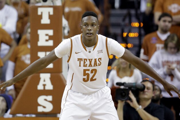 Texas’ Myles Turner during the second half of an NCAA college basketball game against Alcorn State, Sunday, Nov. 16, 2014, in Austin, Texas. Texas won 85-53. (AP Photo/Eric Gay)