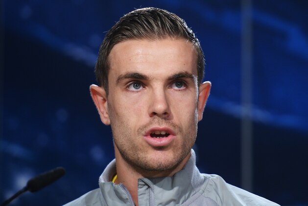 Liverpool's Jordan Henderson speaks during a press conference in Madrid, Spain, Monday Nov. 3, 2014. Liverpool will play Real Madrid on Tuesday in a Group B Champions League soccer match. (AP Photo)