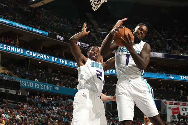 CHARLOTTE, NC - NOVEMBER 1:  Lance Stephenson #1 of the Charlotte Hornets grabs the rebound against the Memphis Grizzlies during the game at the Time Warner Cable Arena on November 1, 2014 in Charlotte, North Carolina. NOTE TO USER: User expressly acknowledges and agrees that, by downloading and or using this photograph, User is consenting to the terms and conditions of the Getty Images License Agreement.  Mandatory Copyright Notice:  Copyright 2014 NBAE (Photo by Kent Smith/NBAE via Getty Images)