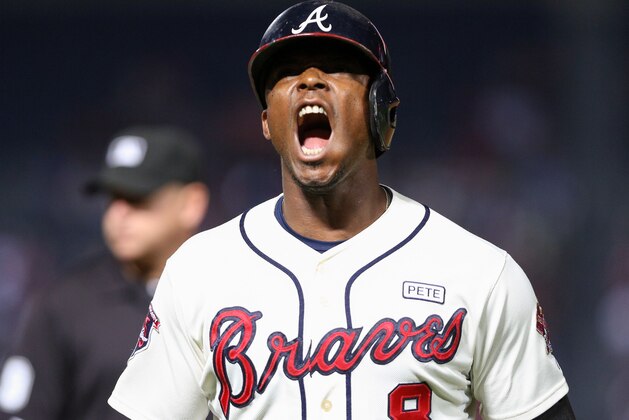 ATLANTA, GA - SEPTEMBER 20:  Justin Upton #3 of the Atlanta Braves screams after grounded out during the 8th inning against the New York Mets at Turner Field on September 20, 2014 in Atlanta, Georgia. (Photo by Kevin Liles/Getty Images)