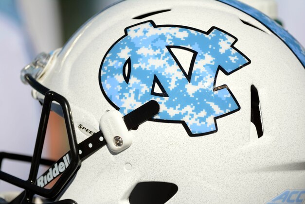 Oct 4, 2014; Chapel Hill, NC, USA; The North Carolina Tar Heels wore camouflage helmets in honor of military appreciation day against the Virginia Tech Hokies at Kenan Memorial Stadium. The Virginia Tech Hokies won 34-17. Mandatory Credit: Rob Kinnan-USA TODAY Sports