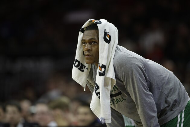Boston Celtics' Rajon Rondo in action during an NBA basketball game against the Philadelphia 76ers, Wednesday, Nov. 19, 2014, in Philadelphia. (AP Photo/Matt Slocum)