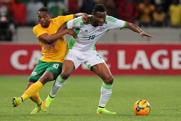 CAPE TOWN, SOUTH AFRICA - SEPTEMBER 10: Obi Mikel of Nigeria during the Orange AFCON, Morocco 2015 Final Round Qualifier match between South Africa and Nigeria at Cape Town Stadium on September 10, 2014 in Cape Town, South Africa. (Photo by Carl Fourie/Gallo Images)
