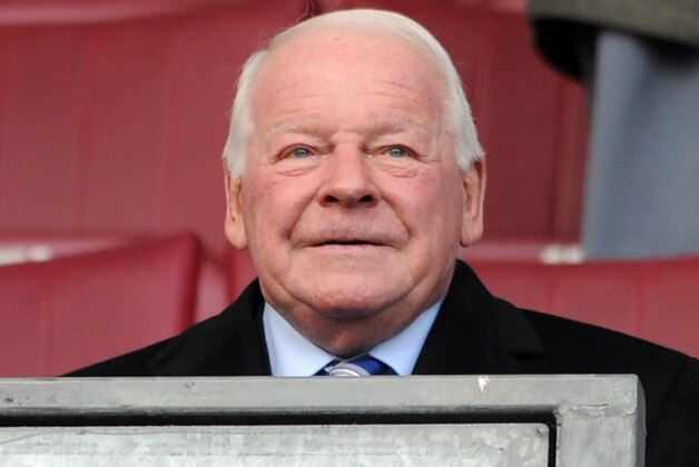 WIGAN, ENGLAND - MARCH 17:  Wigan Athletic owner Dave Whelan looks on during the Barclays Premier League match between Wigan Athletic and West Bromwich Albion at DW Stadium on March 17, 2012 in Wigan, England.  (Photo by Chris Brunskill/Getty Images)