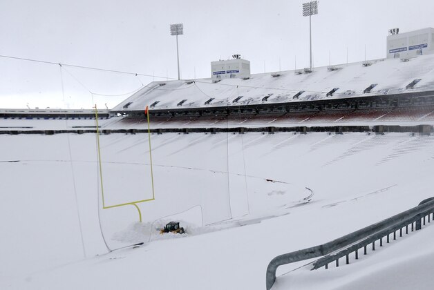 Nov 20, 2014; Orchard Park, NY, USA; A general view of the field and seating area of Ralph Wilson Stadium after a major snow storm hit the area. Mandatory Credit: Kevin Hoffman-USA TODAY Sports