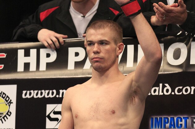 Michael McDonald before fighting Alex Soto in a UFC 139 Mixed Martial Arts bantamweight bout in San Jose, Calif., Saturday, Nov. 19, 2011. (AP Photo/Jeff Chiu)