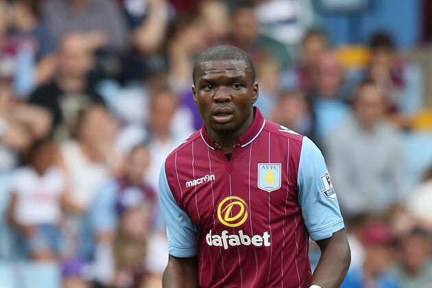BIRMINGHAM, ENGLAND - AUGUST 09:  Jores Okore of Aston Villa looks on during the pre season friendly match between Aston Villa and Parma at Villa Park on August 9, 2014 in Birmingham, England.  (Photo by David Rogers/Getty Images)