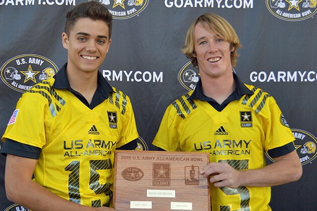 Could 4-star WR Trent Irwin, right, join prep teammate and 4-star QB and Arizona State pledge Brady White when he makes his college decision next month?