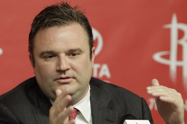 Houston Rockets general manager Daryl Morey discusses the direction of the team with the media during a basketball news conference, Tuesday, April 19, 2011, in Houston, after the decision to part ways with NBA basketball head coach Rick Adelman. (AP Photo/Pat Sullivan)