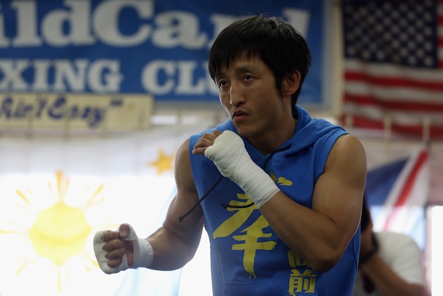 HOLLYWOOD, CA - JULY 11:  Zou Shiming of China trains at Wild Card Boxing Club ahead of his six-round bout against Jesus Ortega on July 11, 2013 in Hollywood, California.  (Photo by Jeff Gross/Getty Images)