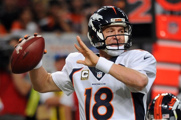 Denver Broncos quarterback Peyton Manning throws during the first quarter of an NFL football game against the St. Louis Rams, Sunday, Nov. 16, 2014, in St. Louis. (AP Photo/L.G. Patterson)