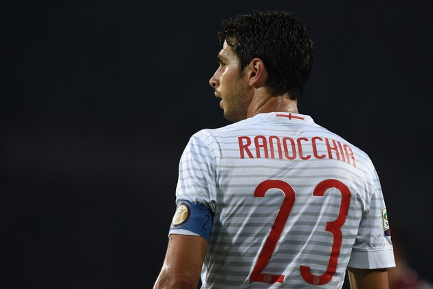 TURIN, ITALY - AUGUST 31:  Andrea Ranocchia of FC Internazionale Milano looks on during the Serie A match between Torino FC and FC Internazionale Milano at Stadio Olimpico di Torino on August 31, 2014 in Turin, Italy.  (Photo by Valerio Pennicino/Getty Images)