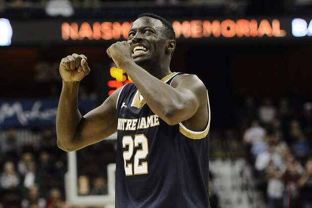 Notre Dame’s Jerian Grant reacts during the second half of an NCAA college basketball game against Massachusetts, Saturday, Nov. 22, 2014, in Uncasville, Conn.  Notre Dame won 81-68.  (AP Photo/Jessica Hill)