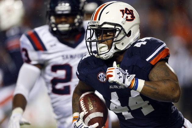 Auburn running back Cameron Artis-Payne (44) carries the ball during the first half of an NCAA college football game against Samford on Saturday, Nov. 22, 2014, in Auburn, Ala. (AP Photo/Butch Dill)