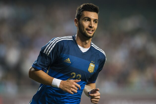 HONG KONG - OCTOBER 14:  Javier Pastore of Argentina during the International Friendly Match between Hong Kong and Argentina at the Hong Kong Stadium on October 14, 2014 in Hong Kong, Hong Kong.