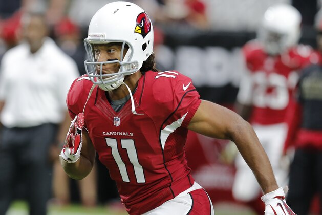Arizona Cardinals wide receiver Larry Fitzgerald (11) during the first quarter of an NFL football game against the St. Louis Rams, Sunday, Nov. 9, 2014 in Glendale, Ariz. (AP Photo/Rick Scuteri)