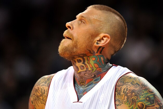 Nov 12, 2014; Miami, FL, USA; Miami Heat forward Chris Andersen (11) during the second half against the Indiana Pacers at American Airlines Arena. The Pacers won 81-75. Mandatory Credit: Steve Mitchell-USA TODAY Sports