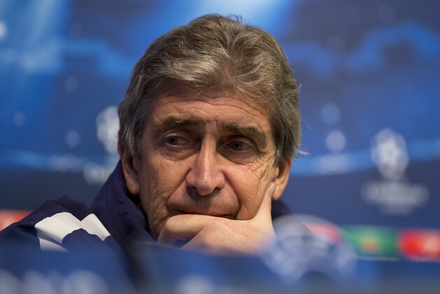 Manchester City's head coach Manuel Pellegrini waits to speak during a press conference at the Etihad Stadium in Manchester, England, Monday, Nov. 24, 2014. Manchester City will play Bayern Munich on Tuesday in a Champions League Group E soccer match. (AP Photo/Jon Super)