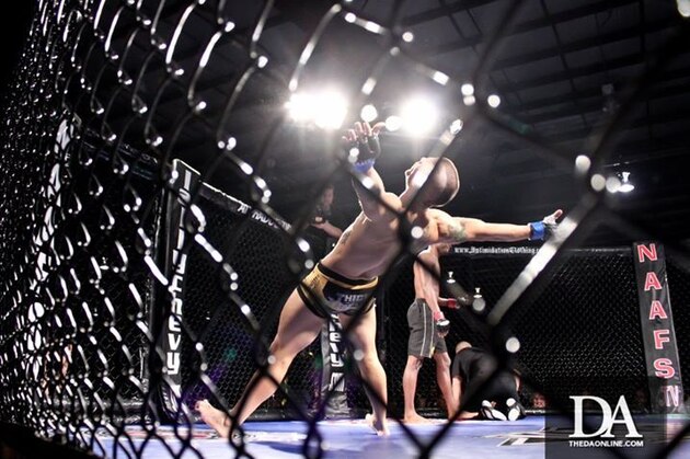 Mark Cherico celebrates after his first pro victory at Caged Fury 17 in Morgantown, West Virginia.