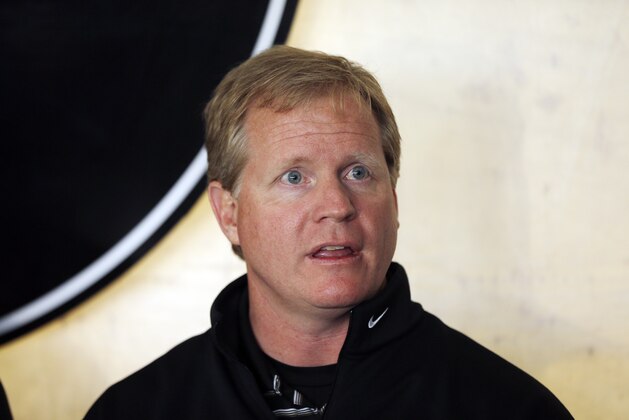 Pittsburgh Pirates General Manager Neal Huntington is seen during a news conference where Pittsburgh Pirates' Starling Marte contract extension was discussed in Bradenton, Fla., Thursday, March 27, 2014. (AP Photo/Carlos Osorio)