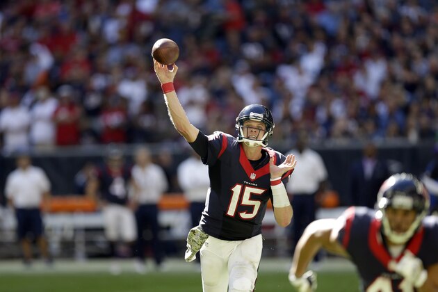 Houston Texans quarterback Ryan Mallett (15) throws a pass against the Cincinnati Bengals during the second quarter of an NFL football game, Sunday, Nov. 23, 2014, in Houston. (AP Photo/David J. Phillip)