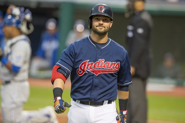 CLEVELAND, OH - APRIL 22: Nick Swisher #33 of the Cleveland Indians walks away from home plate after he struck out looking during the first inning at Progressive Field on April 22, 2014 in Cleveland, Ohio.  (Photo by Jason Miller/Getty Images)