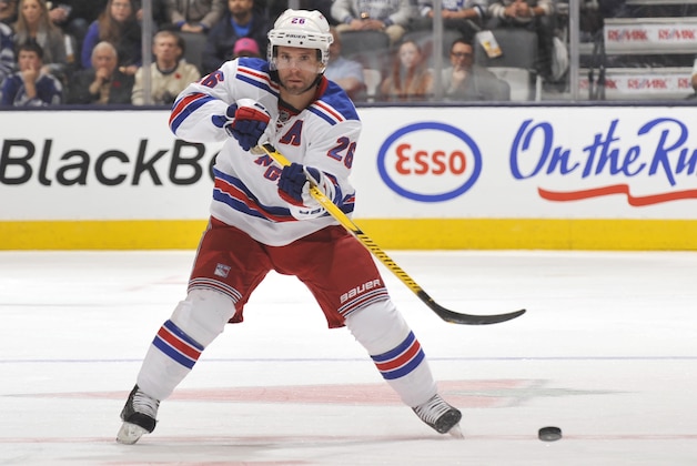 TORONTO, ON - NOVEMBER 08:  Martin St. Louis #26 of the New York Rangers skates during NHL game action against the Toronto Maple Leafs on November 8, 2014 at the Air Canada Centre in Toronto, Ontario, Canada. (Photo by Graig Abel/NHLI via Getty Images)
