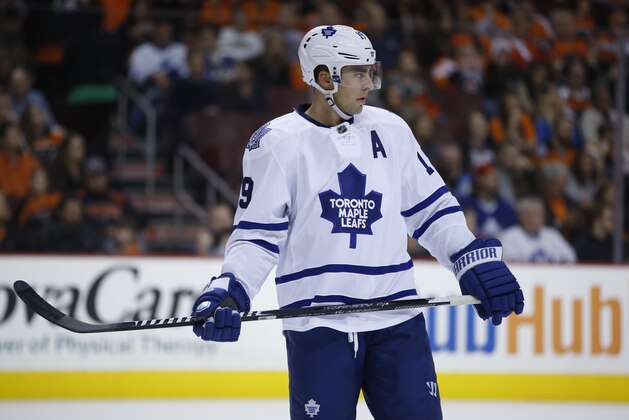 Toronto Maple Leafs' Joffrey Lupul in action during an NHL hockey game against the Philadelphia Flyers, Friday, March 28, 2014, in Philadelphia. (AP Photo/Matt Slocum)