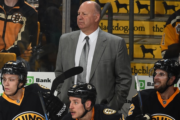BOSTON, MA - NOVEMBER 24 : Coach Claude Julien of the Boston Bruins watches the action against the Pittsburgh Penguins at the TD Garden on November 24, 2014 in Boston, Massachusetts.  (Photo by Steve Babineau/NHLI via Getty Images)