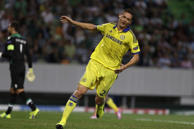 Chelsea's Nemanja Matic runs on the pitch during a Champions League, Group G soccer match between Sporting and Chelsea, in Lisbon, Tuesday, Sept. 30, 2014. (AP Photo/Francisco Seco)