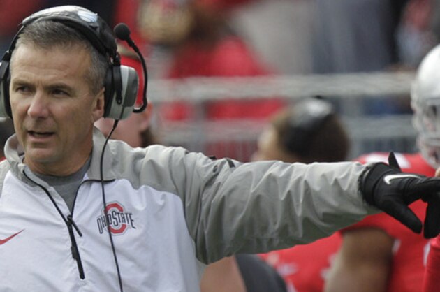 Ohio State head coach Urban Meyer on the sidelines against Indiana in an NCAA college football game Saturday, Nov. 22, 2014, in Columbus, Ohio. (AP Photo/Jay LaPrete)