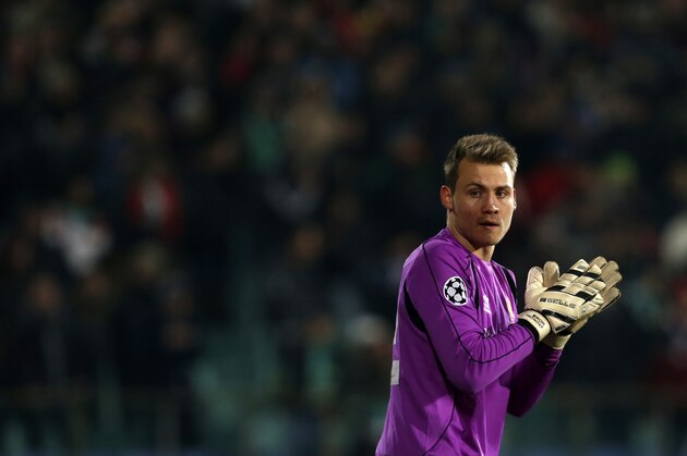 Liverpool's goalkeeper Simon Mignolet reacts during the Champions League Group B soccer match between Ludogorets and Liverpool at Vassil Levski stadium in Sofia, Bulgaria, Wednesday, Nov. 26, 2014. (AP Photo/Darko Vojinovic)