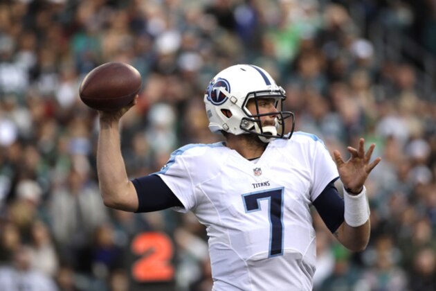 Tennessee Titans' Zach Mettenberger passes during the second half of an NFL football game against the Philadelphia Eagles, Sunday, Nov. 23, 2014, in Philadelphia. (AP Photo/Michael Perez)