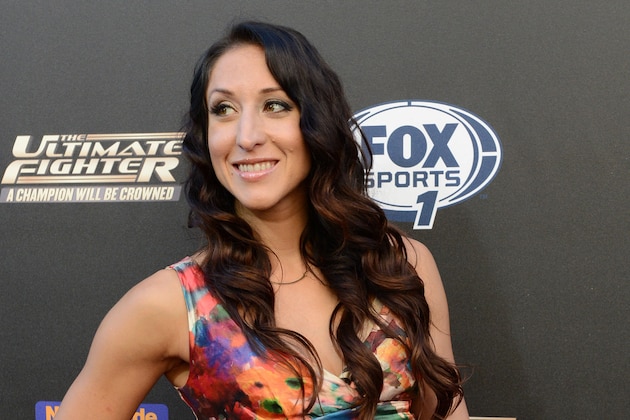 Sep 9, 2014; Los Angeles, CA, USA; Jessica Penne from Huntington Beach, CA arrives on the Red Carpet at Lure Nightclub for the premier of The Ultimate Fighter women in the newly formed women in the strawweight class. Mandatory Credit: Jayne Kamin-Oncea-USA TODAY Sports