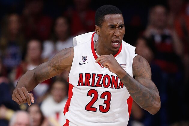 TUCSON, AZ - NOVEMBER 19:  Rondae Hollis-Jefferson #23 of the Arizona Wildcats celebrates after a slam dunk against the UC Irvine Anteaters during the second half of the college basketball game at McKale Center on November 19, 2014 in Tucson, Arizona. The Wildcats defeated the Anteaters 71-54.  (Photo by Christian Petersen/Getty Images)