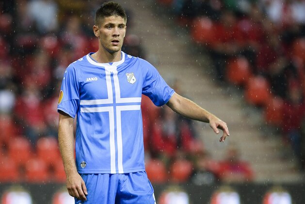 LIEGE,BELGIUM - SEPTEMBER 18:  Andrej Kramaric of HNK Rijeka  in action during the UEFA Europa League Group G match between R. Standard de Liege and HNK Rijeka at the Stade Maurice Dufrasne on September 18,2014 in Liege,Belgium. (Photo by Laurie Dieffembacq/Belga Photo/EuroFootball/Getty Images)