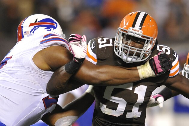 FILE - In this Oct. 3, 2013 file photo, Cleveland Browns outside linebacker Barkevious Mingo (51) rushes during an NFL football game against the Buffalo Bills in Cleveland. Mingo has just one sack in his past six games, not exactly the production Cleveland was looking for from the No. 6 overall pick in this year's draft. But he hasn't been a disappointment and the Browns believe his best is yet to come. (AP Photo/David Richard, File)