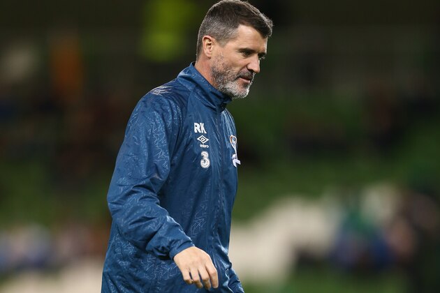 DUBLIN, IRELAND - NOVEMBER 18: Roy Keane the assistant manager of Ireland during the warm up ahead of the International Friendly match between the Republic of Ireland and USA at the Aviva Stadium on November 18, 2014 in Dublin, Ireland.  (Photo by Michael Steele/Getty Images)