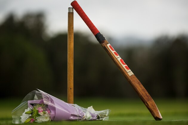 SYDNEY, AUSTRALIA - NOVEMBER 28:  Cricket bats are placed at Donnelly Welsh Playing Fields in memory of Australian cricketer Phillip Hughes on November 28, 2014 in Phillip Hughes' hometown Macksville, Australia. Cricket player Phil Hughes passed away aged 25, as a result of head injuries sustained during the Sheffield Shield match between South Australia and New South Wales at the SCG on Tuesday.  (Photo by Joosep Martinson/Getty Images)