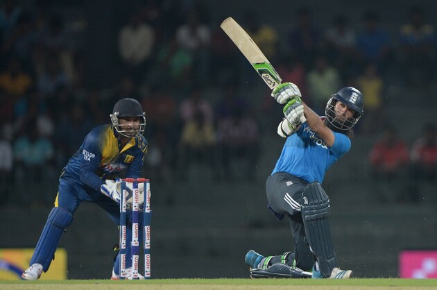 COLOMBO, SRI LANKA - NOVEMBER 26:  Moeen Ali of England hits out for six runs during the 1st One Day International between Sri Lanka and England at R. Premadasa Stadium on November 26, 2014 in Colombo, Sri Lanka.  (Photo by Gareth Copley/Getty Images)