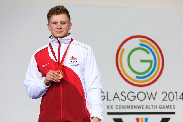 GLASGOW, SCOTLAND - JULY 26:  Gold medallist Adam Peaty of England poses during the medal ceremony for the Men's 100m Breaststroke Final at Tollcross International Swimming Centre during day three of the Glasgow 2014 Commonwealth Games on July 26, 2014 in Glasgow, Scotland.  (Photo by Quinn Rooney/Getty Images)